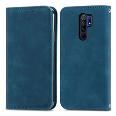 Funda de Cuero Cartera con Soporte Carcasa S04D para Xiaomi Redmi 9 Prime India Azul