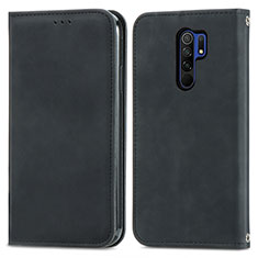 Funda de Cuero Cartera con Soporte Carcasa S04D para Xiaomi Redmi 9 Prime India Negro