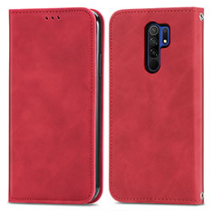 Funda de Cuero Cartera con Soporte Carcasa S04D para Xiaomi Redmi 9 Prime India Rojo