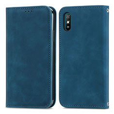 Funda de Cuero Cartera con Soporte Carcasa S04D para Xiaomi Redmi 9A Azul