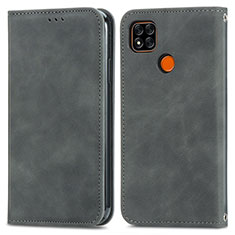 Funda de Cuero Cartera con Soporte Carcasa S04D para Xiaomi Redmi 9C Gris