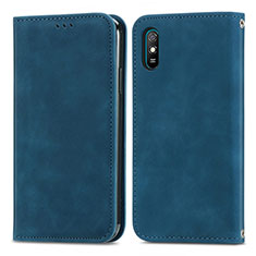 Funda de Cuero Cartera con Soporte Carcasa S04D para Xiaomi Redmi 9i Azul