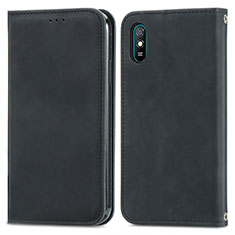 Funda de Cuero Cartera con Soporte Carcasa S04D para Xiaomi Redmi 9i Negro