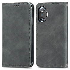 Funda de Cuero Cartera con Soporte Carcasa S04D para Xiaomi Redmi K40 Gaming 5G Gris