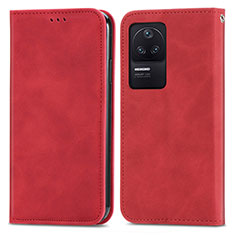 Funda de Cuero Cartera con Soporte Carcasa S04D para Xiaomi Redmi K40S 5G Rojo