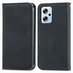 Funda de Cuero Cartera con Soporte Carcasa S04D para Xiaomi Redmi K50i 5G Negro