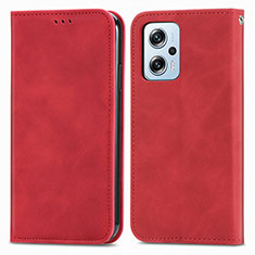 Funda de Cuero Cartera con Soporte Carcasa S04D para Xiaomi Redmi K50i 5G Rojo