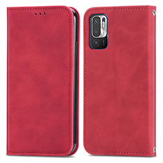 Funda de Cuero Cartera con Soporte Carcasa S04D para Xiaomi Redmi Note 10 5G Rojo