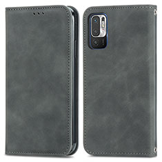 Funda de Cuero Cartera con Soporte Carcasa S04D para Xiaomi Redmi Note 10 JE 5G Gris