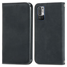 Funda de Cuero Cartera con Soporte Carcasa S04D para Xiaomi Redmi Note 10 JE 5G Negro