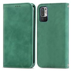 Funda de Cuero Cartera con Soporte Carcasa S04D para Xiaomi Redmi Note 10 JE 5G Verde