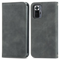 Funda de Cuero Cartera con Soporte Carcasa S04D para Xiaomi Redmi Note 10 Pro 4G Gris