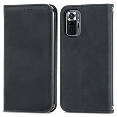 Funda de Cuero Cartera con Soporte Carcasa S04D para Xiaomi Redmi Note 10 Pro 4G Negro