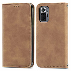 Funda de Cuero Cartera con Soporte Carcasa S04D para Xiaomi Redmi Note 10 Pro Max Marron