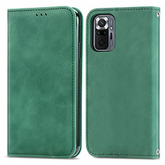 Funda de Cuero Cartera con Soporte Carcasa S04D para Xiaomi Redmi Note 10 Pro Max Verde