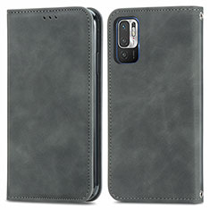 Funda de Cuero Cartera con Soporte Carcasa S04D para Xiaomi Redmi Note 10T 5G Gris