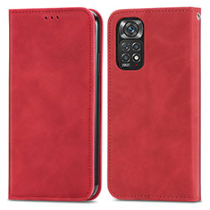 Funda de Cuero Cartera con Soporte Carcasa S04D para Xiaomi Redmi Note 11 Pro 5G Rojo