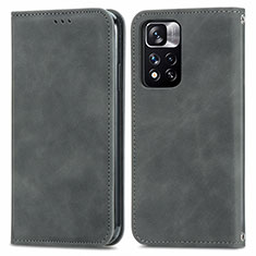 Funda de Cuero Cartera con Soporte Carcasa S04D para Xiaomi Redmi Note 11 Pro+ Plus 5G Gris