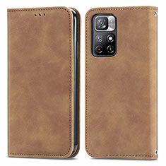 Funda de Cuero Cartera con Soporte Carcasa S04D para Xiaomi Redmi Note 11T 5G Marron