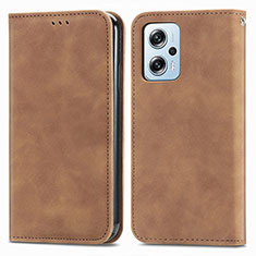 Funda de Cuero Cartera con Soporte Carcasa S04D para Xiaomi Redmi Note 11T Pro 5G Marron