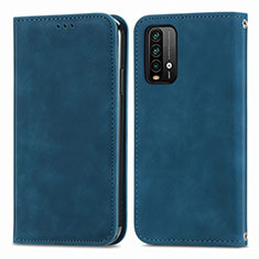 Funda de Cuero Cartera con Soporte Carcasa S04D para Xiaomi Redmi Note 9 4G Azul