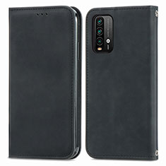 Funda de Cuero Cartera con Soporte Carcasa S04D para Xiaomi Redmi Note 9 4G Negro