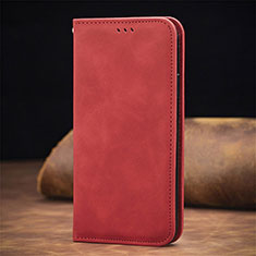 Funda de Cuero Cartera con Soporte Carcasa S04D para Xiaomi Redmi Note 9 5G Rojo