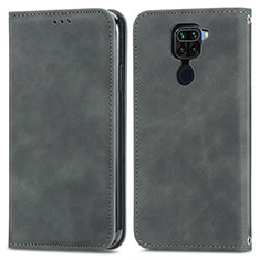 Funda de Cuero Cartera con Soporte Carcasa S04D para Xiaomi Redmi Note 9 Gris