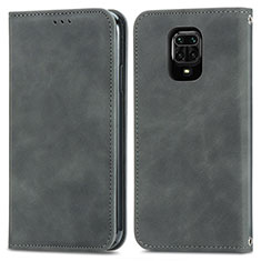 Funda de Cuero Cartera con Soporte Carcasa S04D para Xiaomi Redmi Note 9S Gris