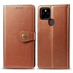 Funda de Cuero Cartera con Soporte Carcasa S05D para Google Pixel 5 XL 5G Marron