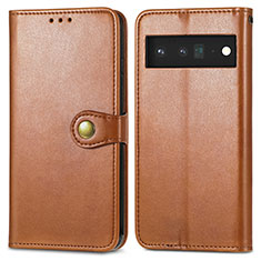 Funda de Cuero Cartera con Soporte Carcasa S05D para Google Pixel 6 Pro 5G Marron