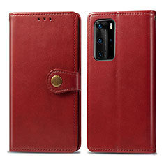 Funda de Cuero Cartera con Soporte Carcasa S05D para Huawei P40 Pro Rojo