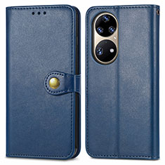 Funda de Cuero Cartera con Soporte Carcasa S05D para Huawei P50 Pro Azul