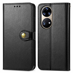 Funda de Cuero Cartera con Soporte Carcasa S05D para Huawei P50 Pro Negro