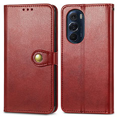 Funda de Cuero Cartera con Soporte Carcasa S05D para Motorola Moto Edge Plus (2022) 5G Rojo