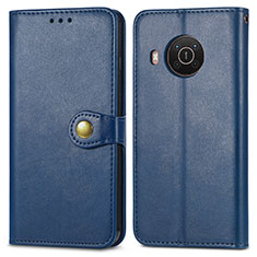 Funda de Cuero Cartera con Soporte Carcasa S05D para Nokia X10 Azul