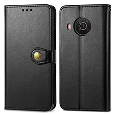 Funda de Cuero Cartera con Soporte Carcasa S05D para Nokia X10 Negro