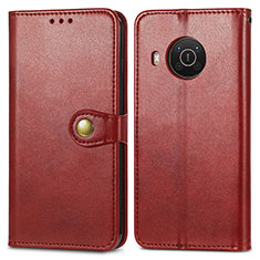 Funda de Cuero Cartera con Soporte Carcasa S05D para Nokia X10 Rojo