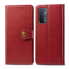 Funda de Cuero Cartera con Soporte Carcasa S05D para Oppo A74 5G Rojo