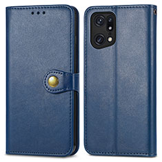 Funda de Cuero Cartera con Soporte Carcasa S05D para Oppo Find X5 5G Azul