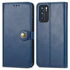 Funda de Cuero Cartera con Soporte Carcasa S05D para Oppo Reno6 5G Azul