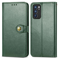 Funda de Cuero Cartera con Soporte Carcasa S05D para Oppo Reno6 5G Verde