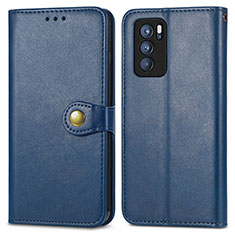 Funda de Cuero Cartera con Soporte Carcasa S05D para Oppo Reno6 Pro 5G India Azul