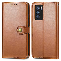 Funda de Cuero Cartera con Soporte Carcasa S05D para Oppo Reno6 Pro 5G India Marron