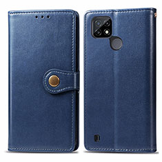 Funda de Cuero Cartera con Soporte Carcasa S05D para Realme C21 Azul