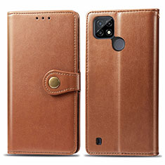 Funda de Cuero Cartera con Soporte Carcasa S05D para Realme C21 Marron