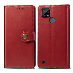 Funda de Cuero Cartera con Soporte Carcasa S05D para Realme C21 Rojo