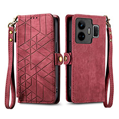 Funda de Cuero Cartera con Soporte Carcasa S05D para Realme GT Neo5 5G Rojo