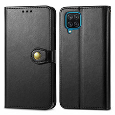 Funda de Cuero Cartera con Soporte Carcasa S05D para Samsung Galaxy A12 Negro