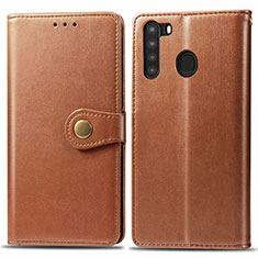 Funda de Cuero Cartera con Soporte Carcasa S05D para Samsung Galaxy A21 European Marron